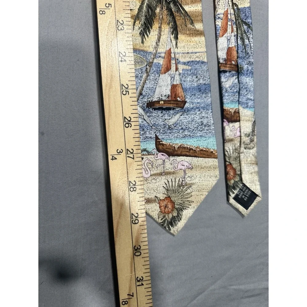 Tropicals By Tango Beach Sailboat Palm Tree‎ Neck Tie Silk